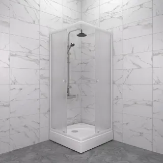 Душевой уголок Triton Вельвет Щ0000071051 80x80 см на поддоне профиль белый стекло матовое